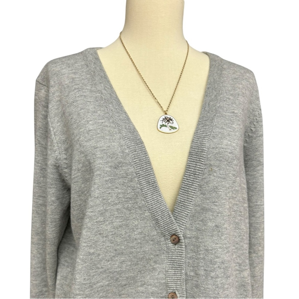 Sundance Gray Merino Wool Blend Button Front Cardigan Sweater PM Petite Medium - Picture 6 of 10